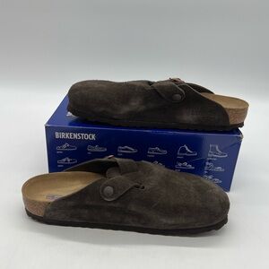 Birkenstock Boston BS Men’s Size 10 Mocha Suede Leather Soft Footbed Clog Shoes.